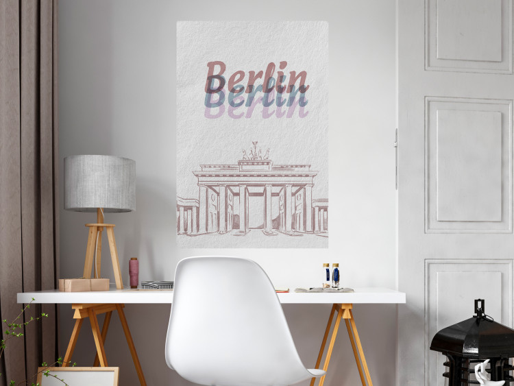 Wall Poster Berlin in Watercolors - Brandenburg Gate and texts on a light background 118641 additionalImage 23