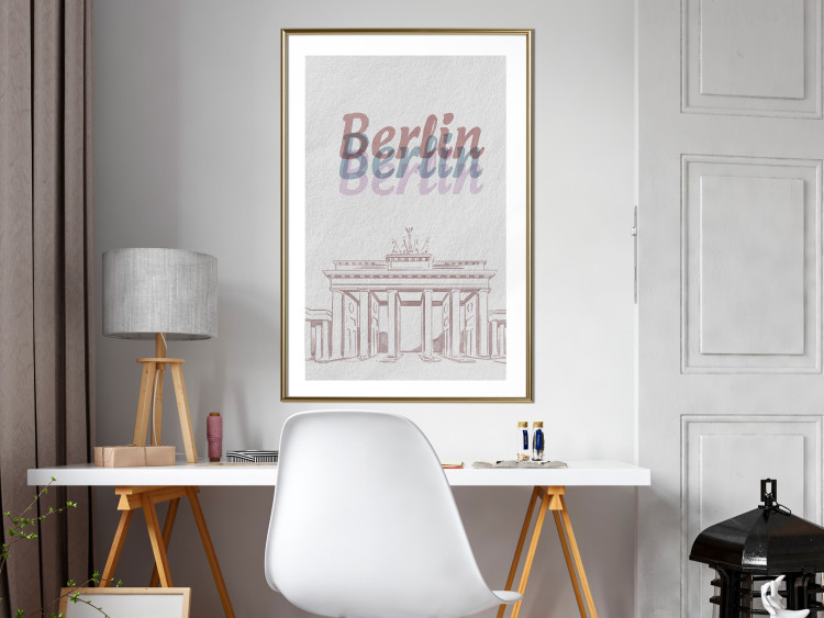 Wall Poster Berlin in Watercolors - Brandenburg Gate and texts on a light background 118641 additionalImage 13
