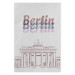 Wall Poster Berlin in Watercolors - Brandenburg Gate and texts on a light background 118641