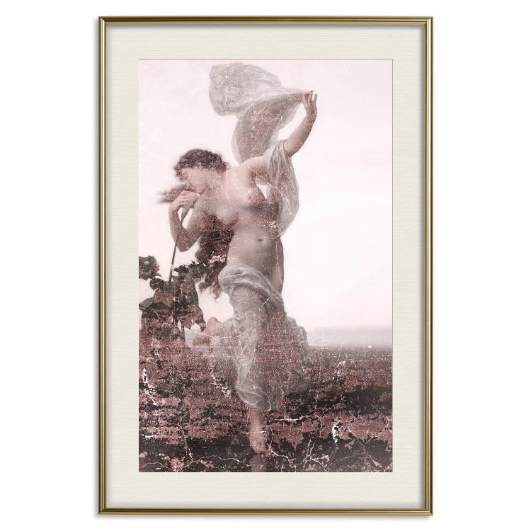 Wall Poster Scent of the Wind - landscape of a woman in a field on a white background in a retro motif 122641 additionalImage 19
