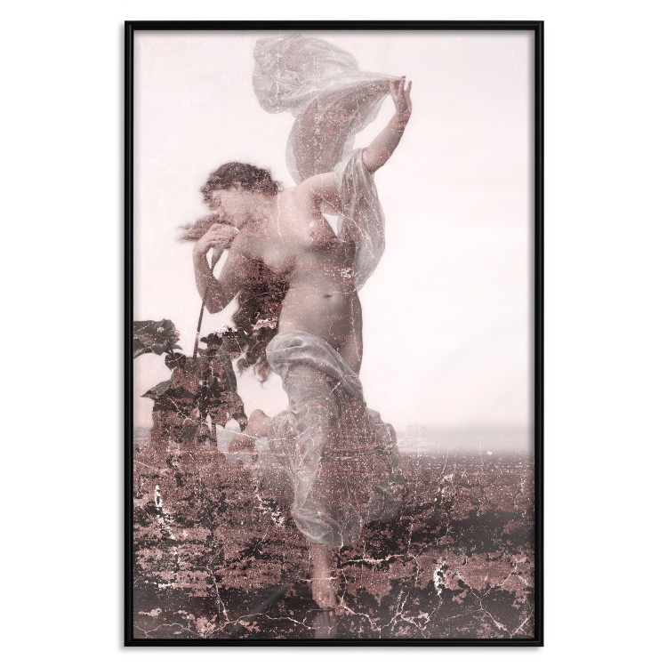Wall Poster Scent of the Wind - landscape of a woman in a field on a white background in a retro motif 122641 additionalImage 24