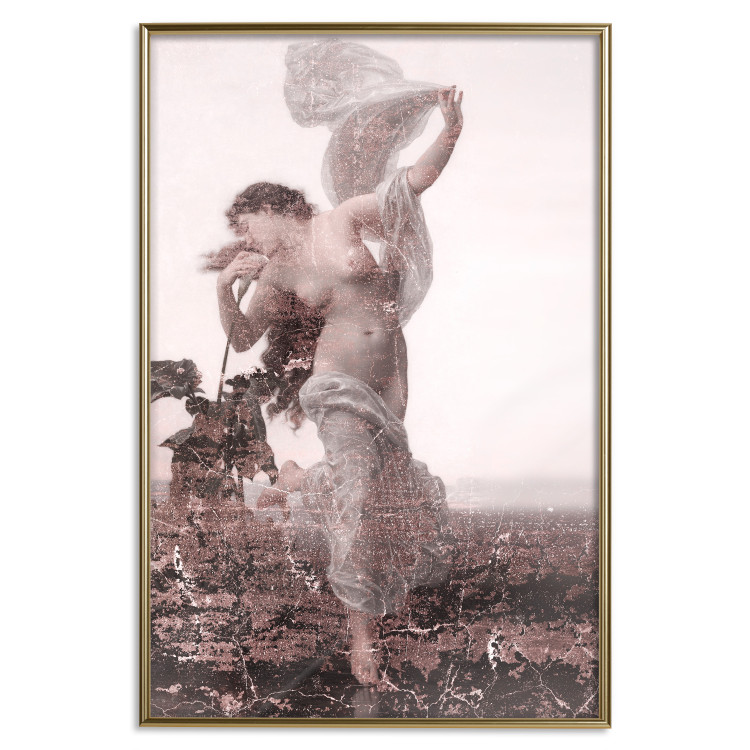 Wall Poster Scent of the Wind - landscape of a woman in a field on a white background in a retro motif 122641 additionalImage 16