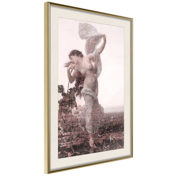 Wall Poster Scent of the Wind - landscape of a woman in a field on a white background in a retro motif 122641 additionalImage 2