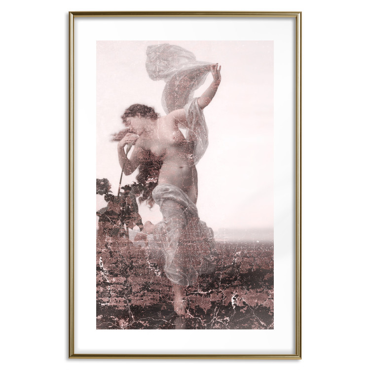 Wall Poster Scent of the Wind - landscape of a woman in a field on a white background in a retro motif 122641 additionalImage 16
