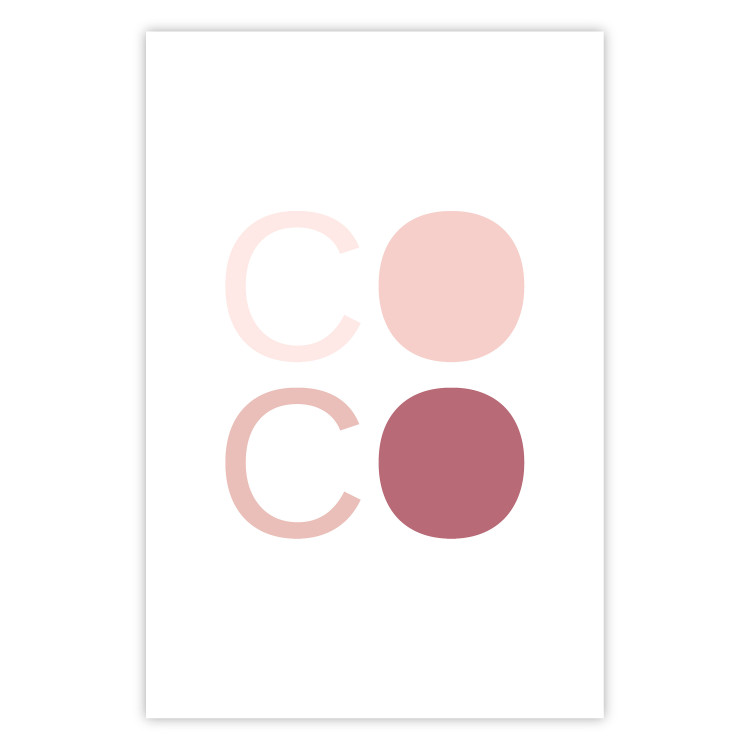 Wall Poster Pink Coco - colorful text with one letter filled in on a white background 122941