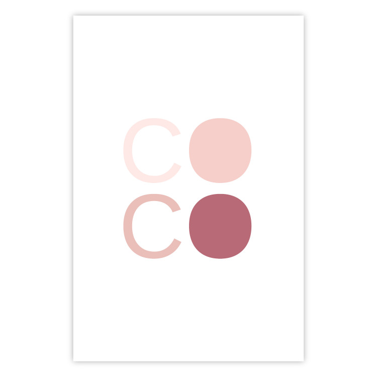 Wall Poster Pink Coco - colorful text with one letter filled in on a white background 122941 additionalImage 19