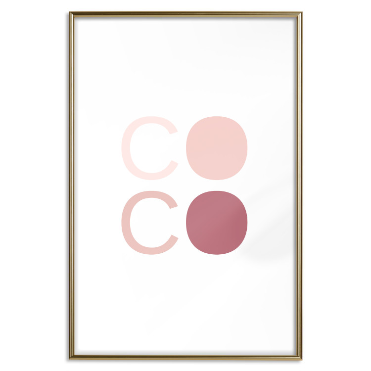 Wall Poster Pink Coco - colorful text with one letter filled in on a white background 122941 additionalImage 16