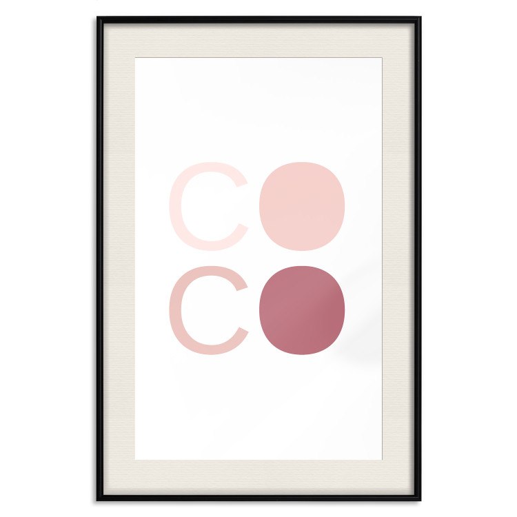 Wall Poster Pink Coco - colorful text with one letter filled in on a white background 122941 additionalImage 18