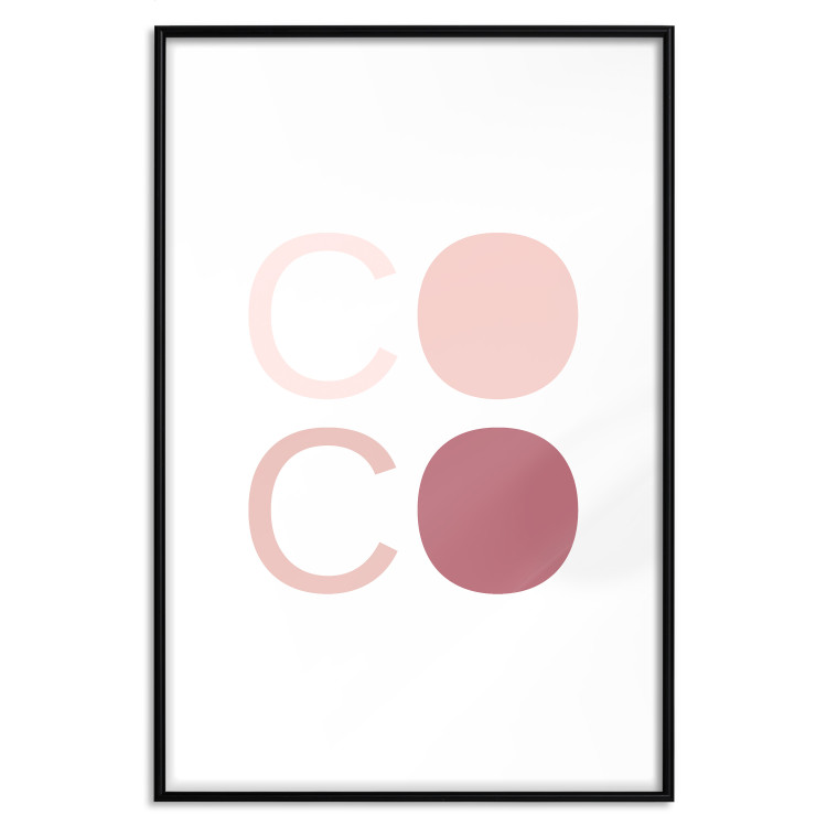 Wall Poster Pink Coco - colorful text with one letter filled in on a white background 122941 additionalImage 18