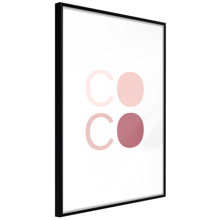 Wall Poster Pink Coco - colorful text with one letter filled in on a white background 122941 additionalImage 13