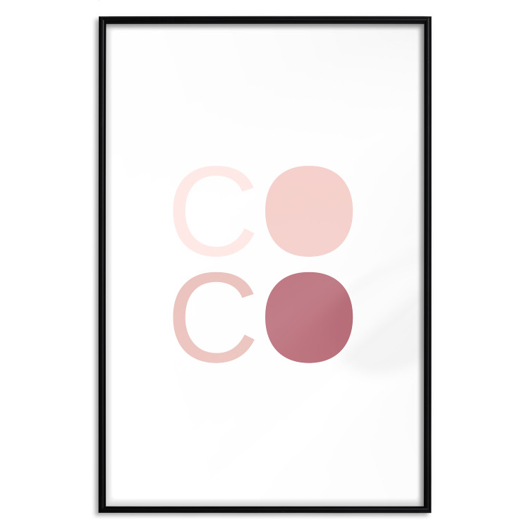 Wall Poster Pink Coco - colorful text with one letter filled in on a white background 122941 additionalImage 15
