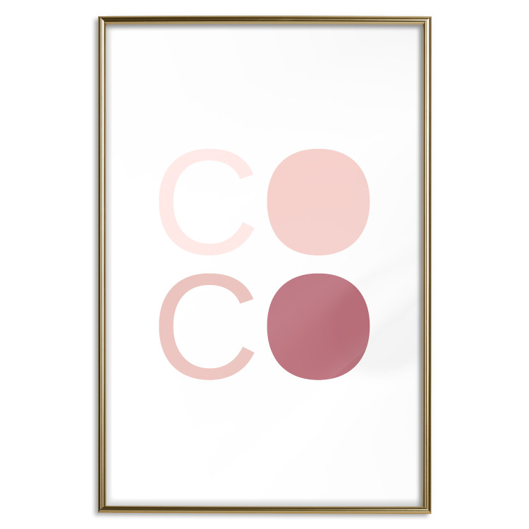 Wall Poster Pink Coco - colorful text with one letter filled in on a white background 122941 additionalImage 16