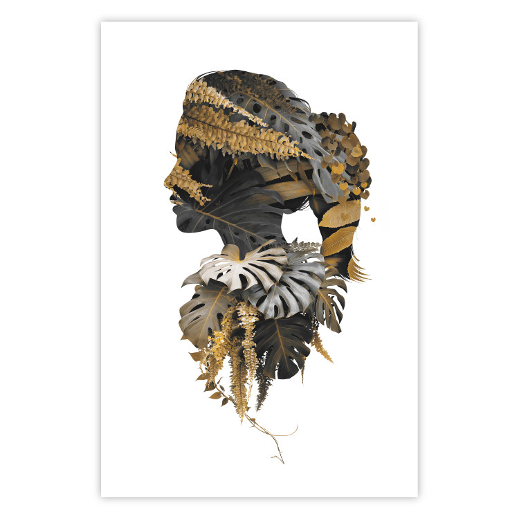 Wall Poster Jungle Man - abstract human portrait in a plant motif 123041
