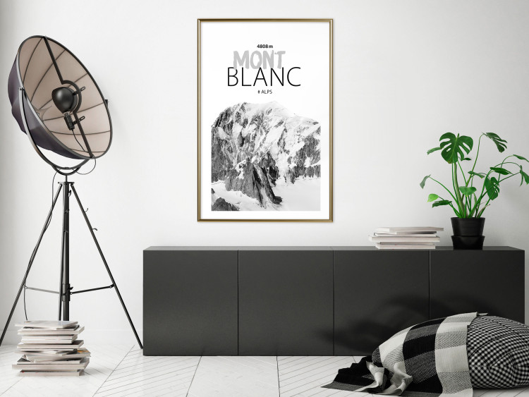 Wall Poster Mont Blanc - black and white mountain landscape with English captions 123741 additionalImage 13