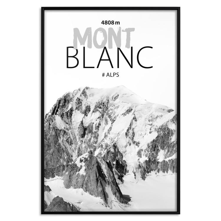 Wall Poster Mont Blanc - black and white mountain landscape with English captions 123741 additionalImage 24