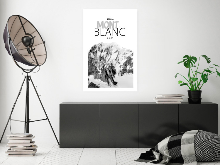 Wall Poster Mont Blanc - black and white mountain landscape with English captions 123741 additionalImage 2