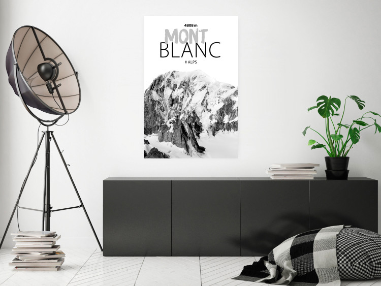 Wall Poster Mont Blanc - black and white mountain landscape with English captions 123741 additionalImage 23
