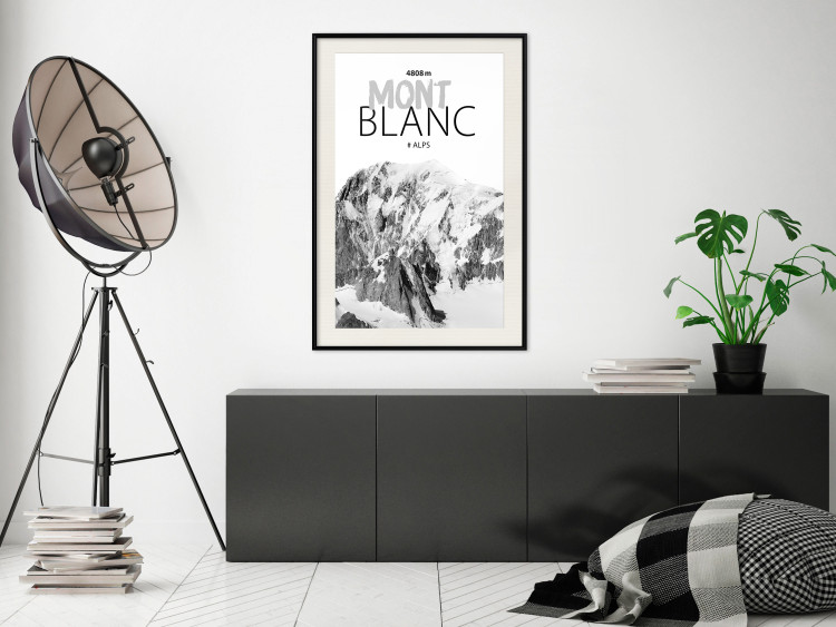 Wall Poster Mont Blanc - black and white mountain landscape with English captions 123741 additionalImage 22