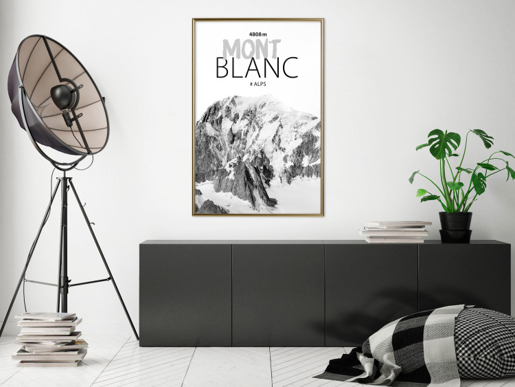 Wall Poster Mont Blanc - black and white mountain landscape with English captions 123741 additionalImage 7
