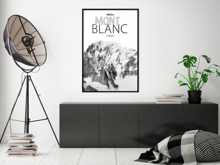 Wall Poster Mont Blanc - black and white mountain landscape with English captions 123741 additionalImage 3