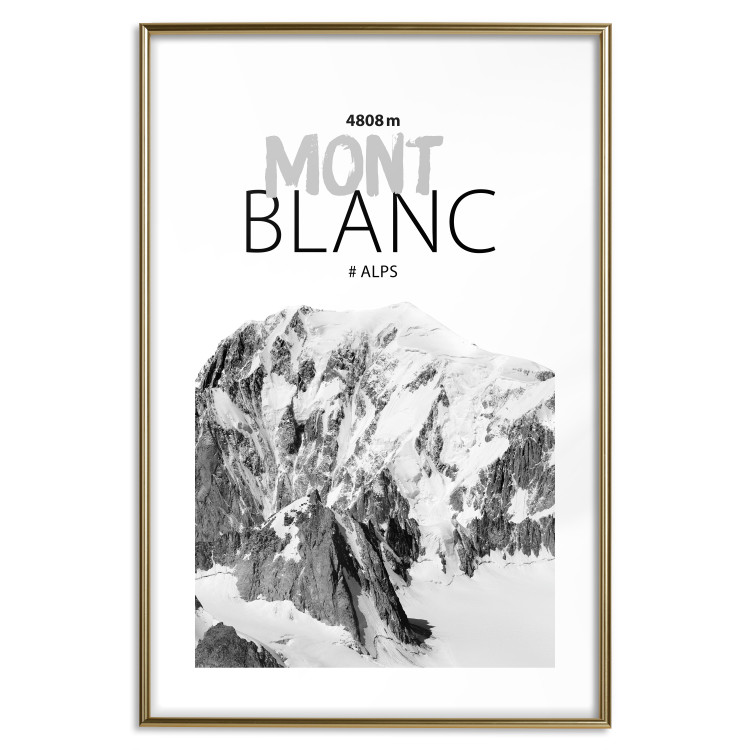 Wall Poster Mont Blanc - black and white mountain landscape with English captions 123741 additionalImage 14
