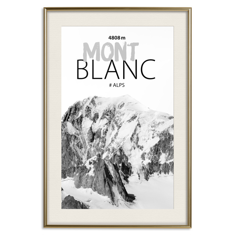 Wall Poster Mont Blanc - black and white mountain landscape with English captions 123741 additionalImage 19