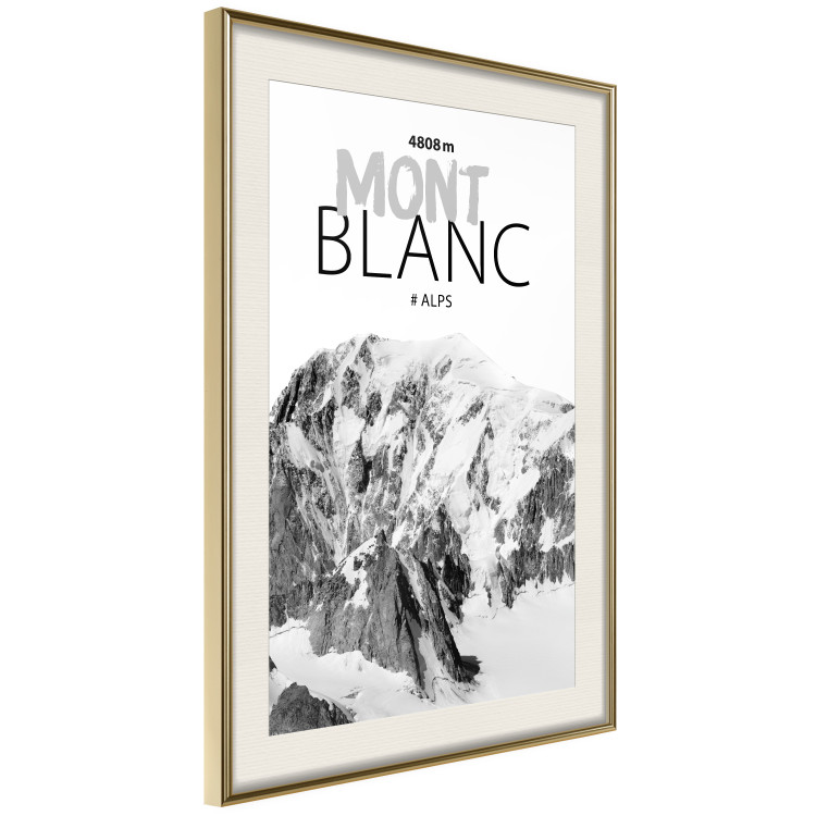 Wall Poster Mont Blanc - black and white mountain landscape with English captions 123741 additionalImage 2