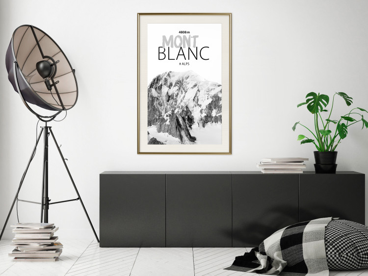 Wall Poster Mont Blanc - black and white mountain landscape with English captions 123741 additionalImage 21