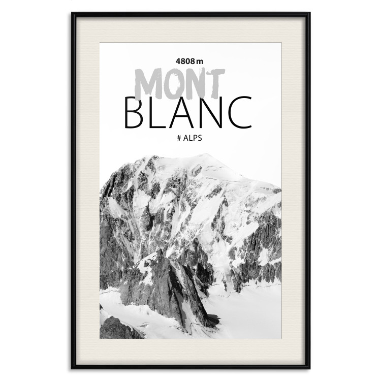 Wall Poster Mont Blanc - black and white mountain landscape with English captions 123741 additionalImage 18