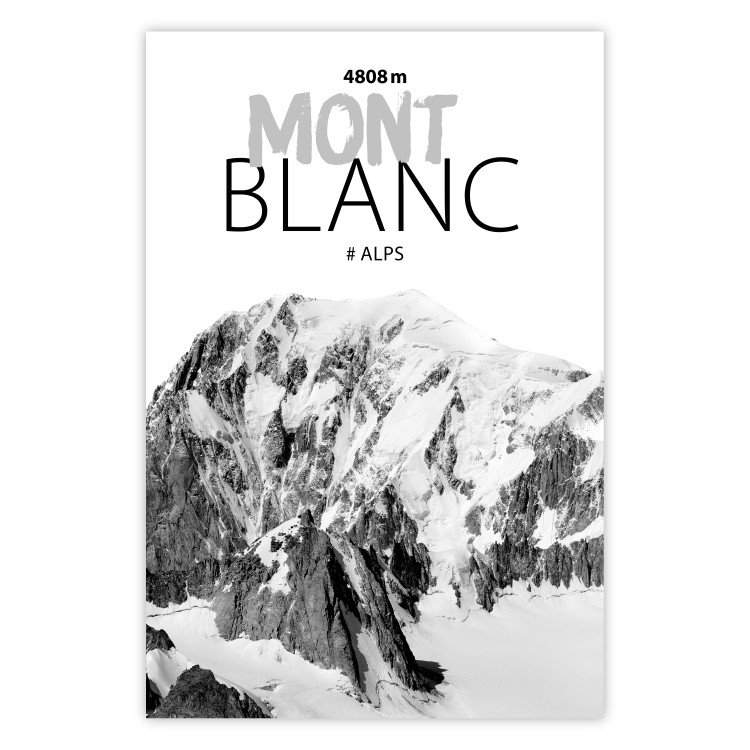 Wall Poster Mont Blanc - black and white mountain landscape with English captions 123741