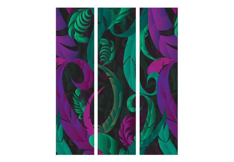 Room Divider Dance of Feathers (3-piece) - abstraction in green and pink tones 124041 additionalImage 3