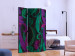 Room Divider Dance of Feathers (3-piece) - abstraction in green and pink tones 124041 additionalThumb 2