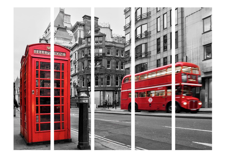 Room Divider Screen Icons of London II (5-piece) - red bus and telephone booth 124141 additionalImage 3