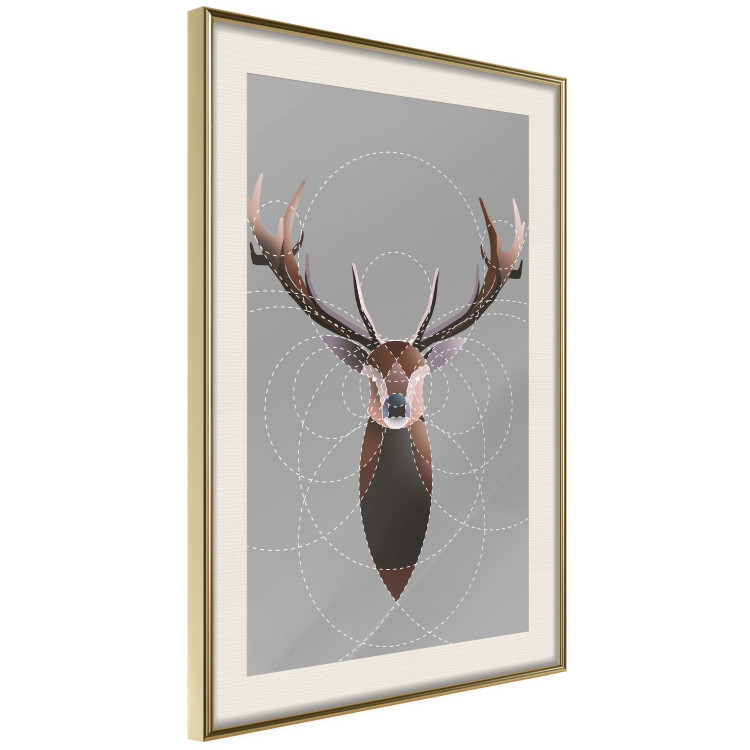Wall Poster Deer in Circles - abstract brown deer made of geometric figures 126941 additionalImage 3