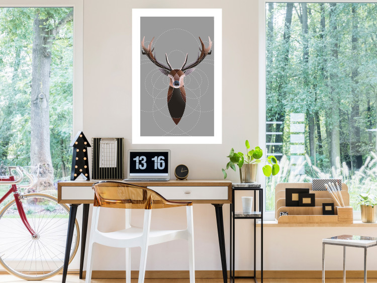 Wall Poster Deer in Circles - abstract brown deer made of geometric figures 126941 additionalImage 3