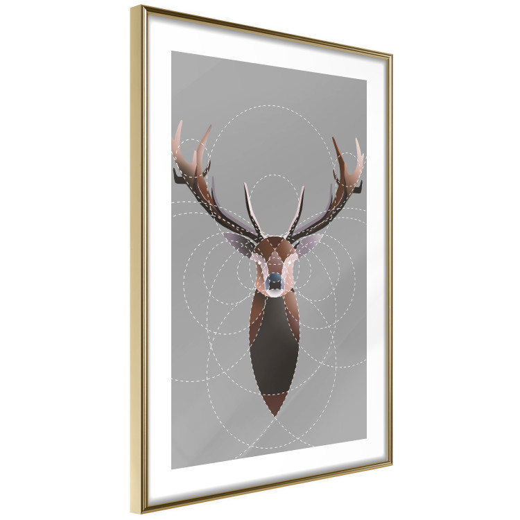 Wall Poster Deer in Circles - abstract brown deer made of geometric figures 126941 additionalImage 9
