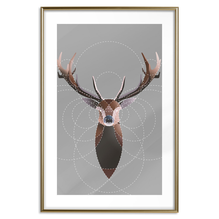 Wall Poster Deer in Circles - abstract brown deer made of geometric figures 126941 additionalImage 16