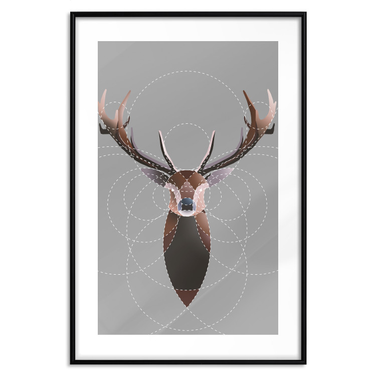 Wall Poster Deer in Circles - abstract brown deer made of geometric figures 126941 additionalImage 15