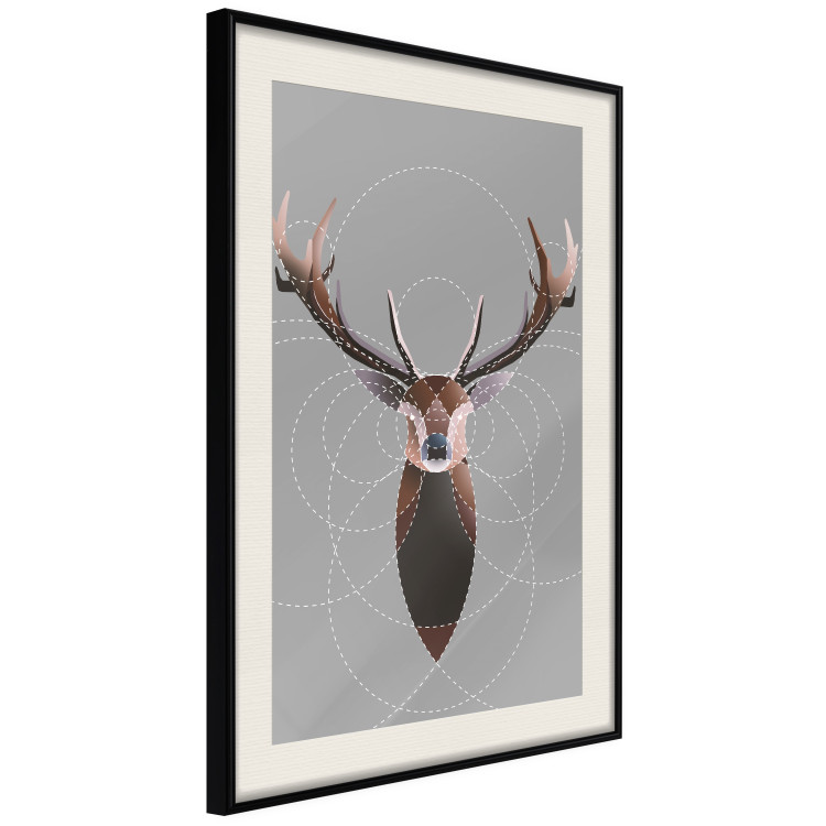 Wall Poster Deer in Circles - abstract brown deer made of geometric figures 126941 additionalImage 2
