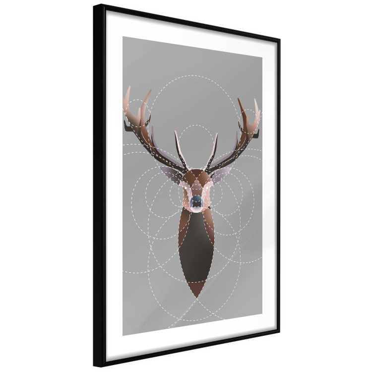 Wall Poster Deer in Circles - abstract brown deer made of geometric figures 126941 additionalImage 8