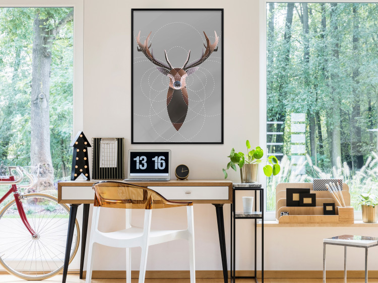 Wall Poster Deer in Circles - abstract brown deer made of geometric figures 126941 additionalImage 6