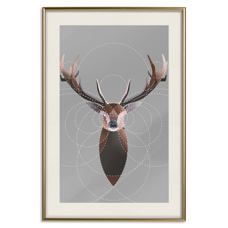 Wall Poster Deer in Circles - abstract brown deer made of geometric figures 126941 additionalImage 20