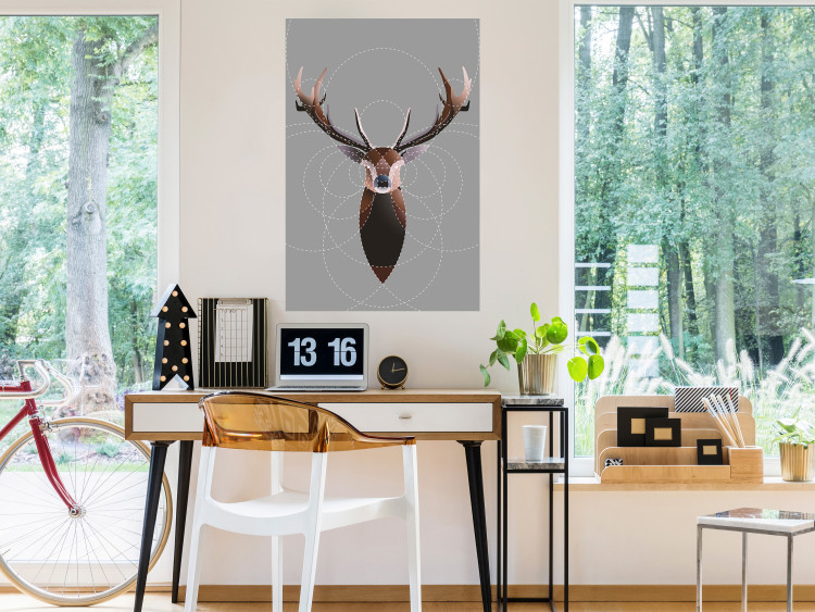 Wall Poster Deer in Circles - abstract brown deer made of geometric figures 126941 additionalImage 2