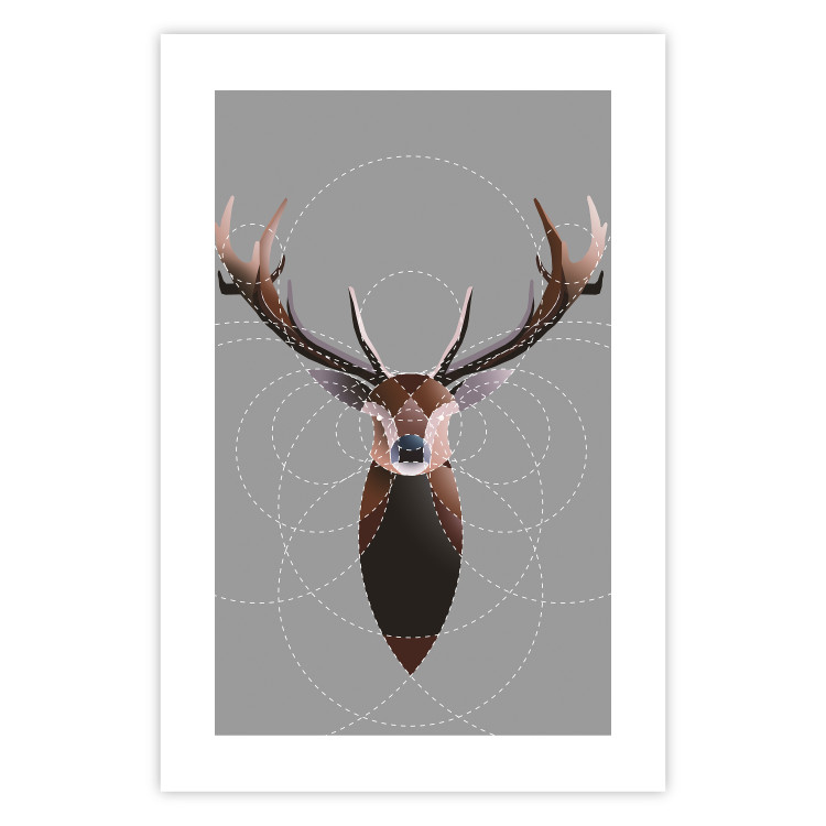 Wall Poster Deer in Circles - abstract brown deer made of geometric figures 126941 additionalImage 19