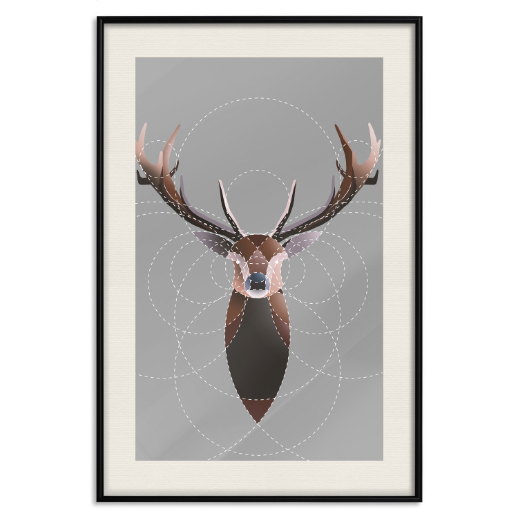 Wall Poster Deer in Circles - abstract brown deer made of geometric figures 126941 additionalImage 19