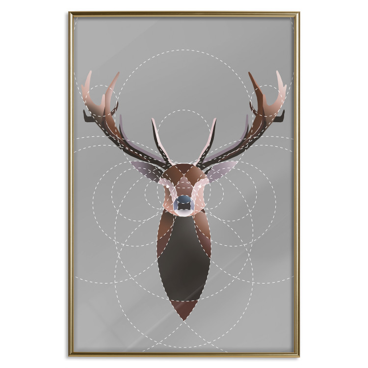 Wall Poster Deer in Circles - abstract brown deer made of geometric figures 126941 additionalImage 17