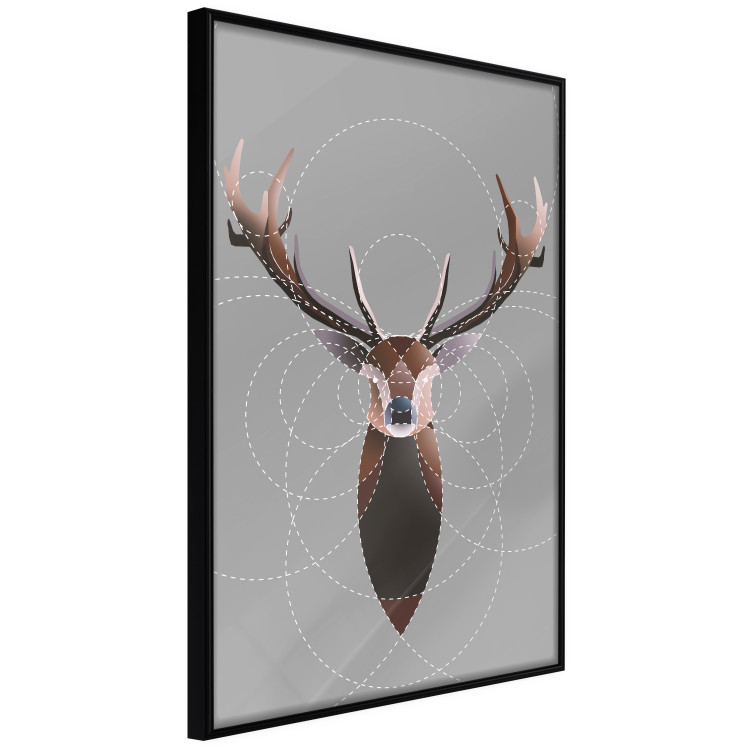 Wall Poster Deer in Circles - abstract brown deer made of geometric figures 126941 additionalImage 11