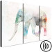 Canvas Painted Elephant (3-part) - colorful elephant on an uneven beige background 127541 additionalThumb 6