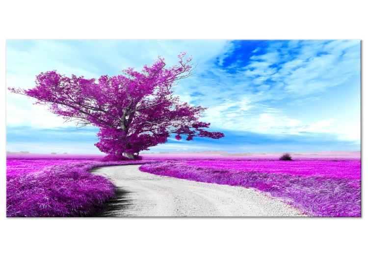 Large canvas print Tree near the Road - Violet II [Large Format] 128741