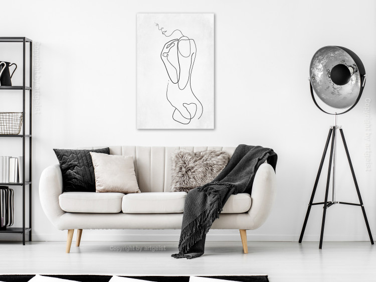 Canvas Print Linear Nude (1-piece) Vertical - abstract female silhouette 129741 additionalImage 3